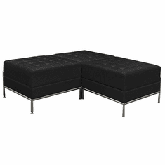 Three Piece Black Vinyl Modular L-Shaped Bench