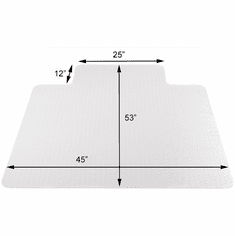 45" x 53" T-Shaped Chair Mat for Low Pile Carpet - 0.133" Thick