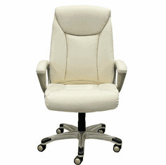 300-Lbs. Capacity High Back Receptionist's Chair with Cream Leather & Champagne Frame