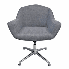 Gray Fabric Mid Century Low Back Swivel Guest Chair