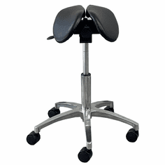 Small User 300 Lbs. Capacity Split Seat Saddle Stool in Leather - 22 to 29 Inch Seat Height