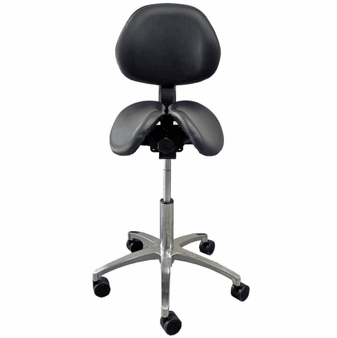 300 Lbs. Capacity Split Seat Saddle Stool w Backrest 22 to 29 Inch Seat Height