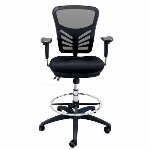 Black Mesh Multi-Function Ergonomic Office Stool w/23 - 31 Seat Height