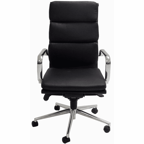 Luxuriously Padded High Back Black Leather Executive Office Chair