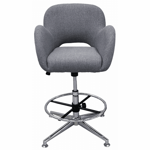 Retro Gray Fabric Low Back Swivel Stool w/23 - 32H Seat Height