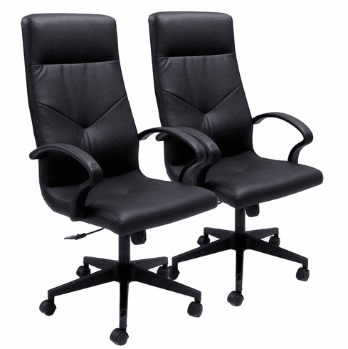 Set of 2 High Back Conference/Training Room Chairs in Faux Leather