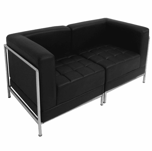 Modular Black 2-Seat Tufted Loveseat