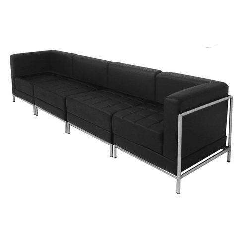 Modular Black 4-Seat Tufted Sofa