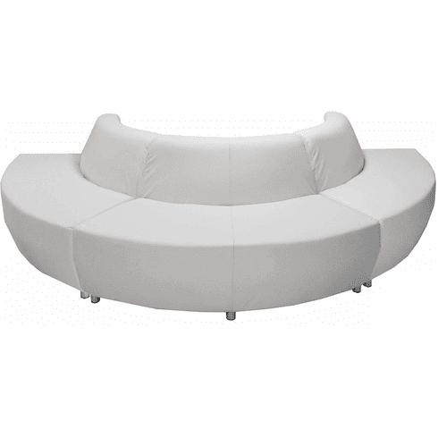Modular White Leather Curved Convex 180 Degree Sofa