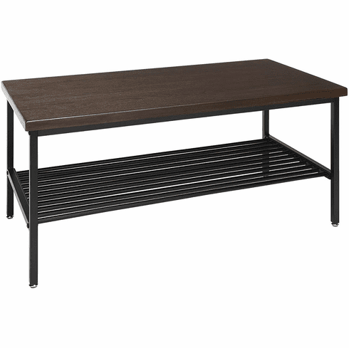 Walnut Reception End Table w/Black Metal Frame
