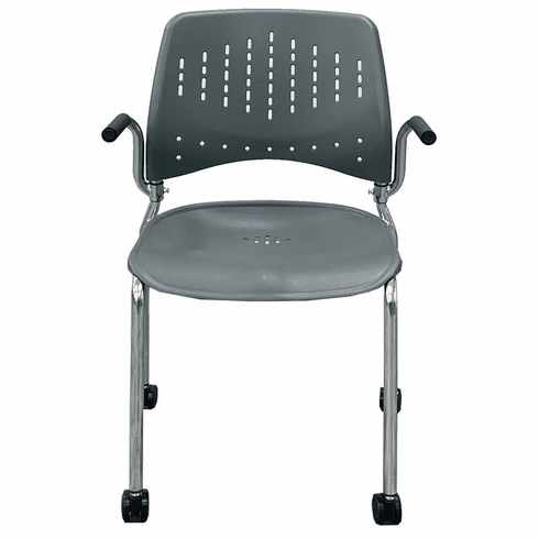 300 Lb. Capacity Gray Mobile Stacking  Training Room Chair w/Armrests