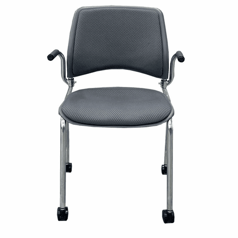 300 Lb. Capacity Gray Padded Mobile Stacking Training Room Chair w/Armrests