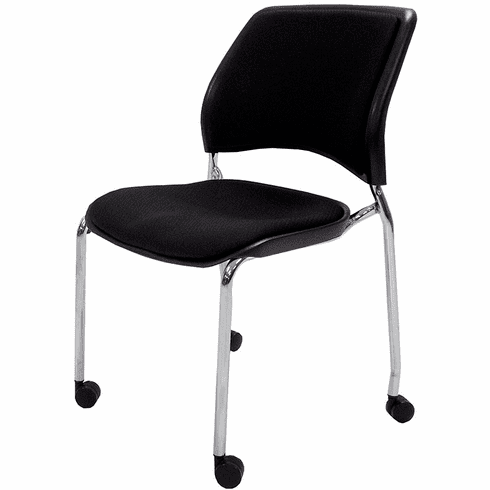 300 Lbs. Capacity Black Padded Stacking Chair on Casters