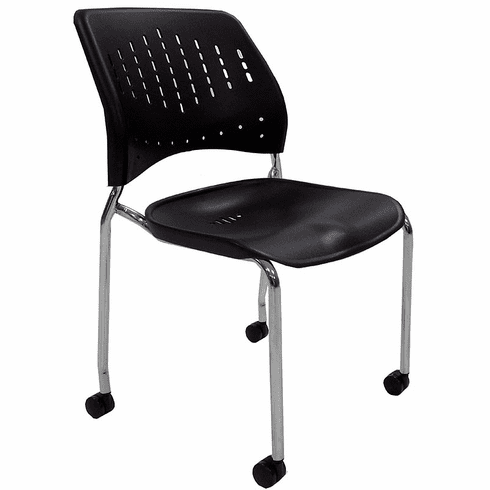 300 Lbs. Capacity Black Stacking Chair on Casters