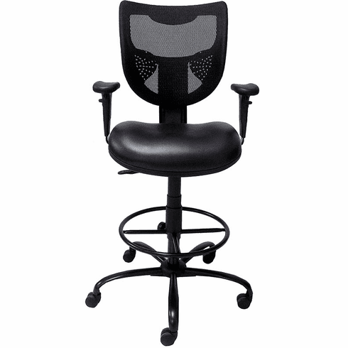 400-Pound-Capacity Mesh-Back Black Drafting Stool