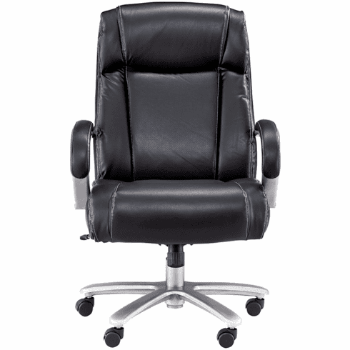 500 Lbs. Capacity Big & Tall Black Leather Chair w/25W Seat