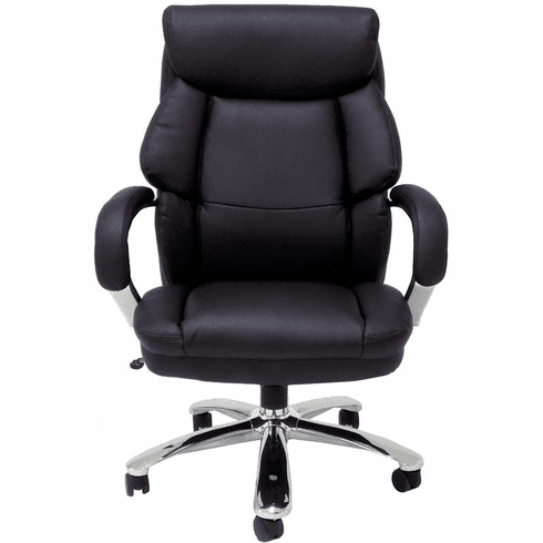 500 Lbs. Capacity Black Leather Extra Wide Office Chair w/ 24W Seat