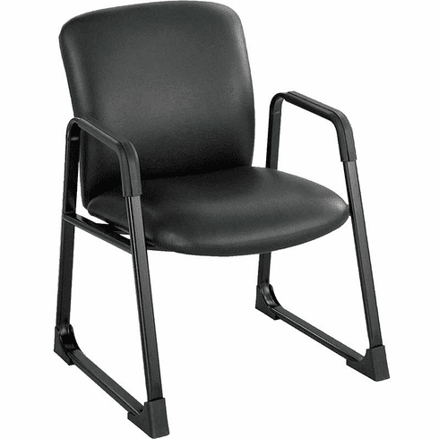 500 Lbs. Capacity Sled Base Guest Chair in Black Vinyl