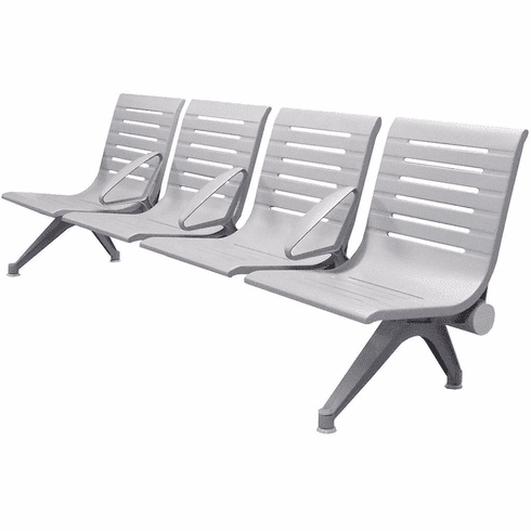 Aero Steel Public Beam Seating Series - 4-Seat Beam Seater in Gray Mist