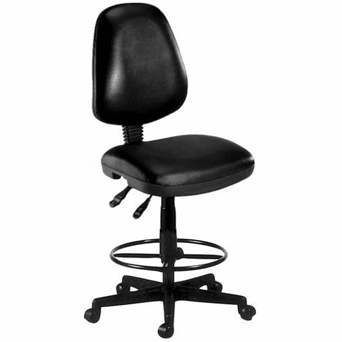 Antimicrobial Black Vinyl Drafting Stool - 23- 27/27 - 31H Seat