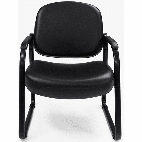500 Lbs. Capacity Antimicrobial Black Vinyl Guest Arm Chair