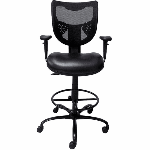CAPACITY BIG AND TALL BLACK FABRIC DRAFTING STOOL WITH EXTRA WIDE SEAT 400 LB 