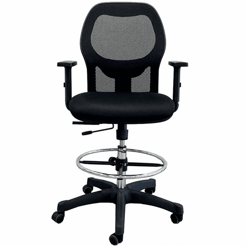 Black ElasticMesh Ergo Drafting Stool with Seat Slide and 23 - 31 Seat Height
