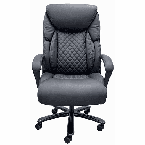 Commander Genuine Leather Executive Chair with 400 lbs. Cap. in Black