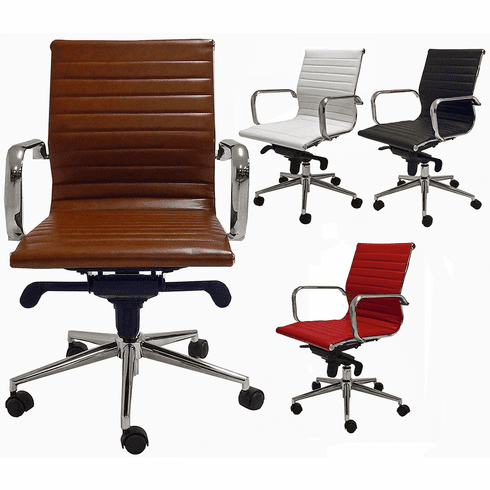 Contemporary Classic Mid Back Leather Office Chair