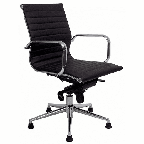 Contemporary Leather Swivel Guest Chair on Glides