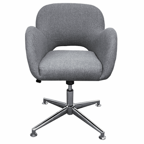 Gray Fabric Low Back Retro Swivel Guest Chair