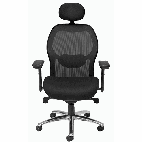 Knee-Tilt Black Mesh Back Ergonomic Chair w/Headrest