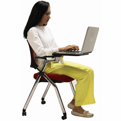 Mesh Back Nesting Chair w/ Flip Seat & Tablet Arm