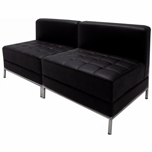 Modular Black 2-Seat Tufted Armless Loveseat