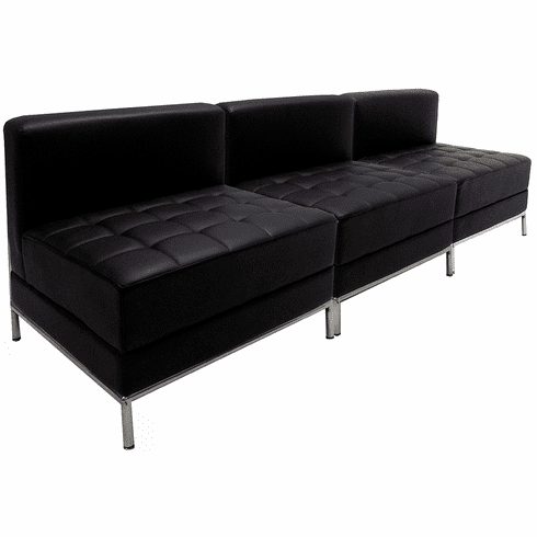 Modular Black 3-Seat Tufted Armless Sofa