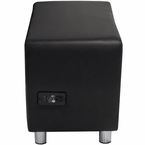 Modular Black Leather Powered & USB Charging Ottoman