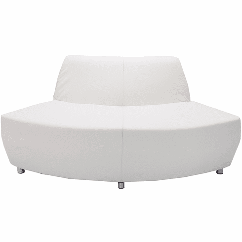 Modular White Leather 60 Degree Convex Sofa