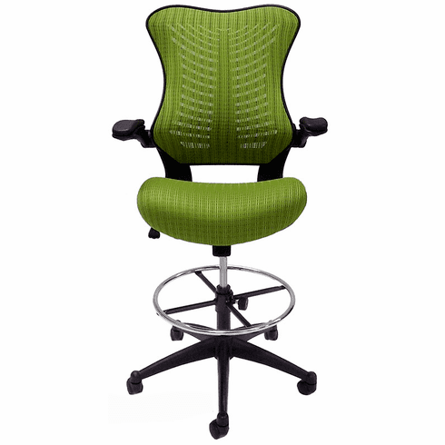 Sleek Flip Up Arm Mesh Drafting Stool w/ 23.5 - 31.5 Seat Height