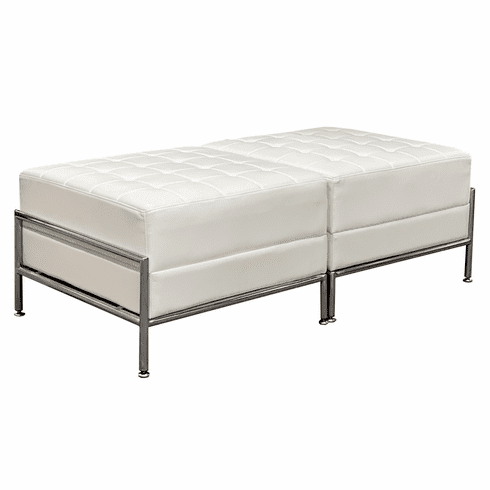 Two-Person Cream Vinyl Modular Bench