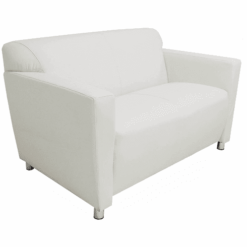 White Leather Lobby Seating Series - White Leather 2-Seater