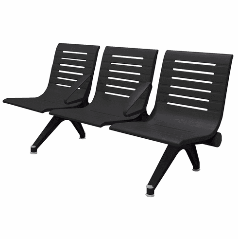 Aero Steel Public Beam Seating Series 3 Seat Beam Seater in Black Shadow