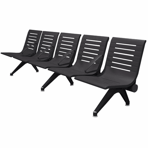 Aero Steel Public Beam Seating Series - 5-Seat Beam Seater in Black Shadow