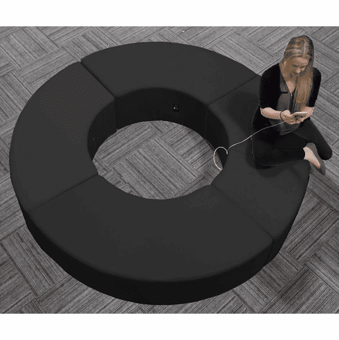 Modular Black Leather Circular Reception Bench w/Power