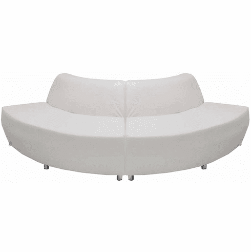Modular White Leather Curved Convex 120 Degree Sofa