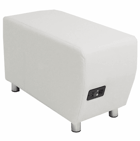 Modular White Leather Powered & USB Charging Ottoman