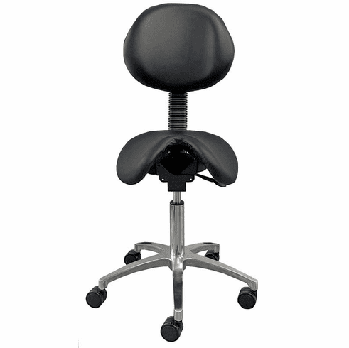 300 lbs. Cap. Leather Saddle Seat Stool w/Backrest - 22 - 29.5 Inch Seat Height