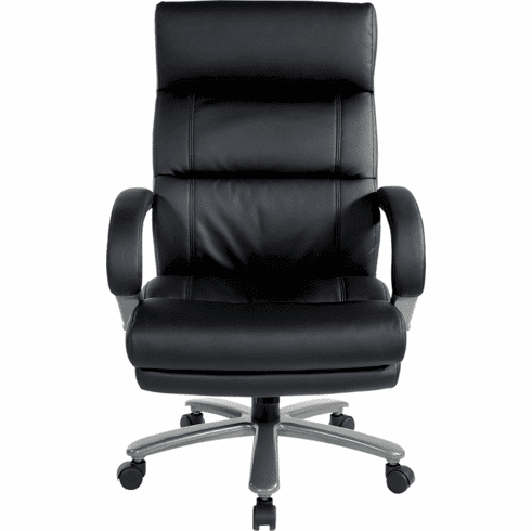 350 Lbs. Capacity Black Leather Big & Tall Chair w/ Titanium Base