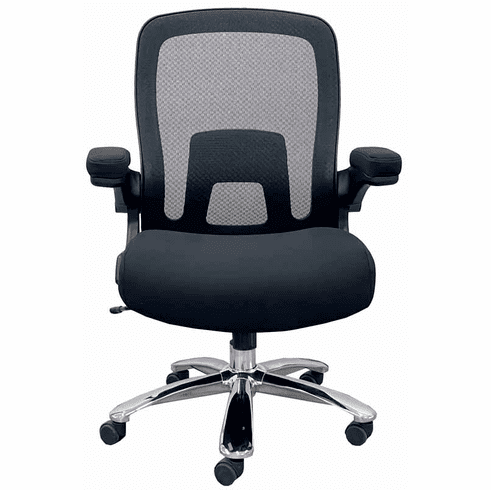 500 Lbs. Capacity Big & Tall Black Mesh Back Office Chair w/Flip Up Arms