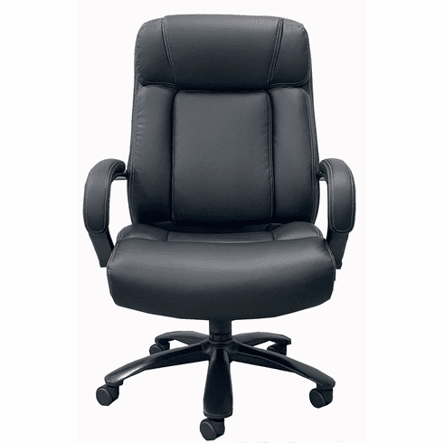 Black Leather Heavy Duty Desk Chair with 500-Pound Capacity