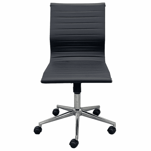Contemporary Classic Black Leather Armless Office Chair